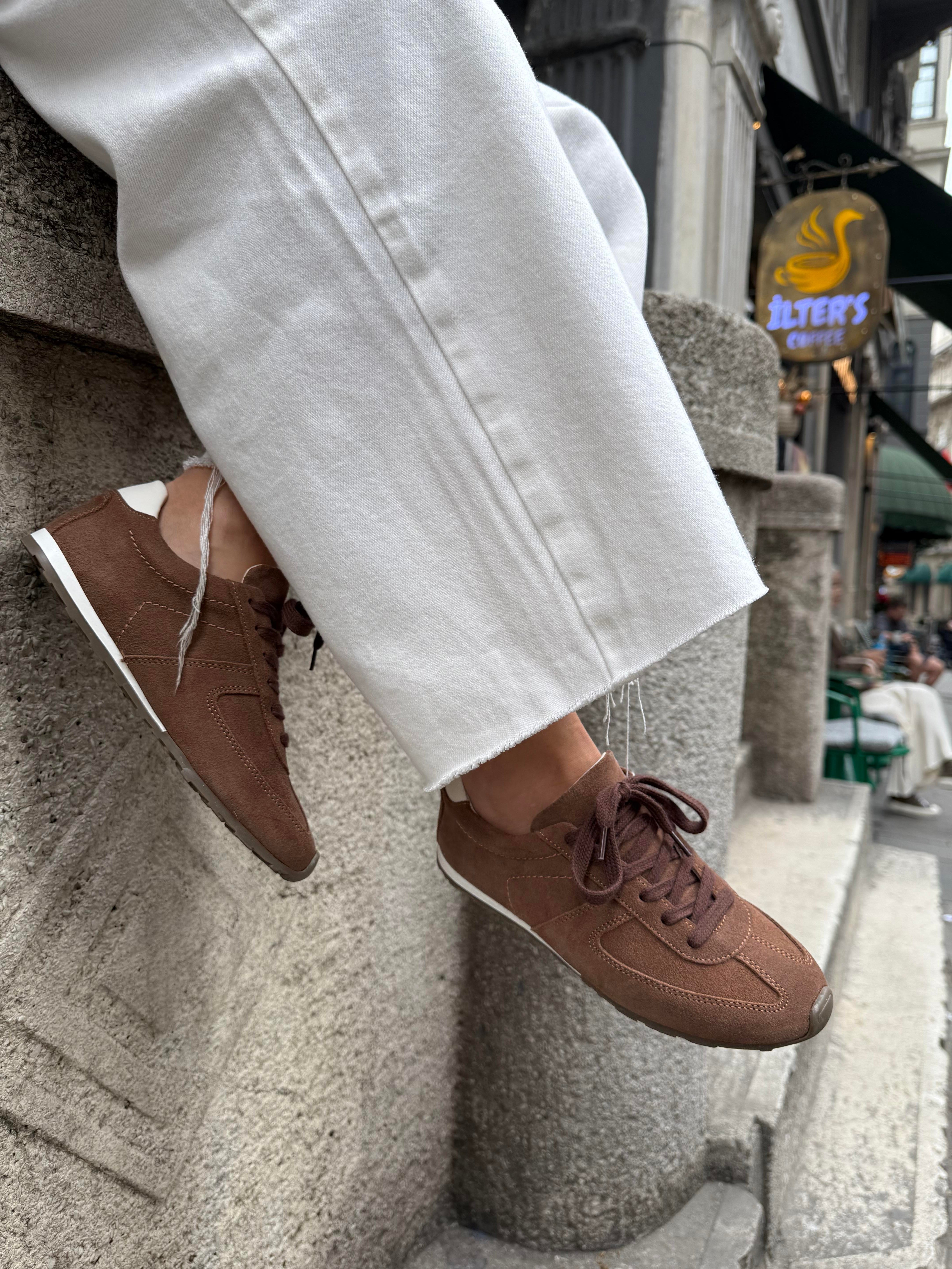 Taba Süet Hakiki Deri Spoe Ayakkabı