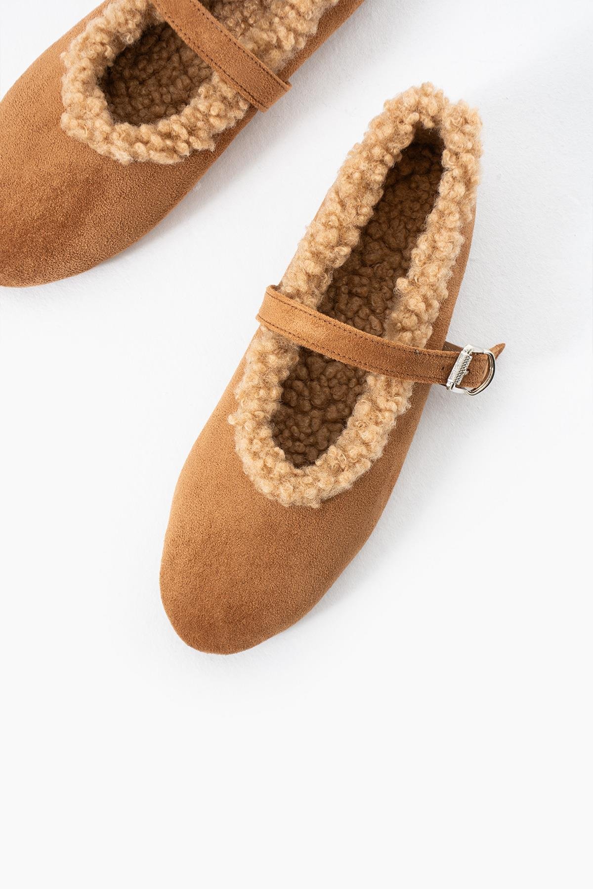 Taba Süet İçi Kürklü Basic Babet