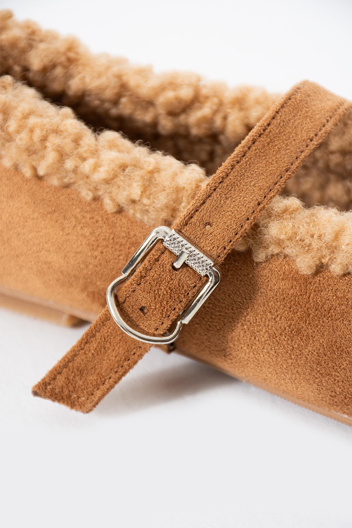 Taba Süet İçi Kürklü Basic Babet