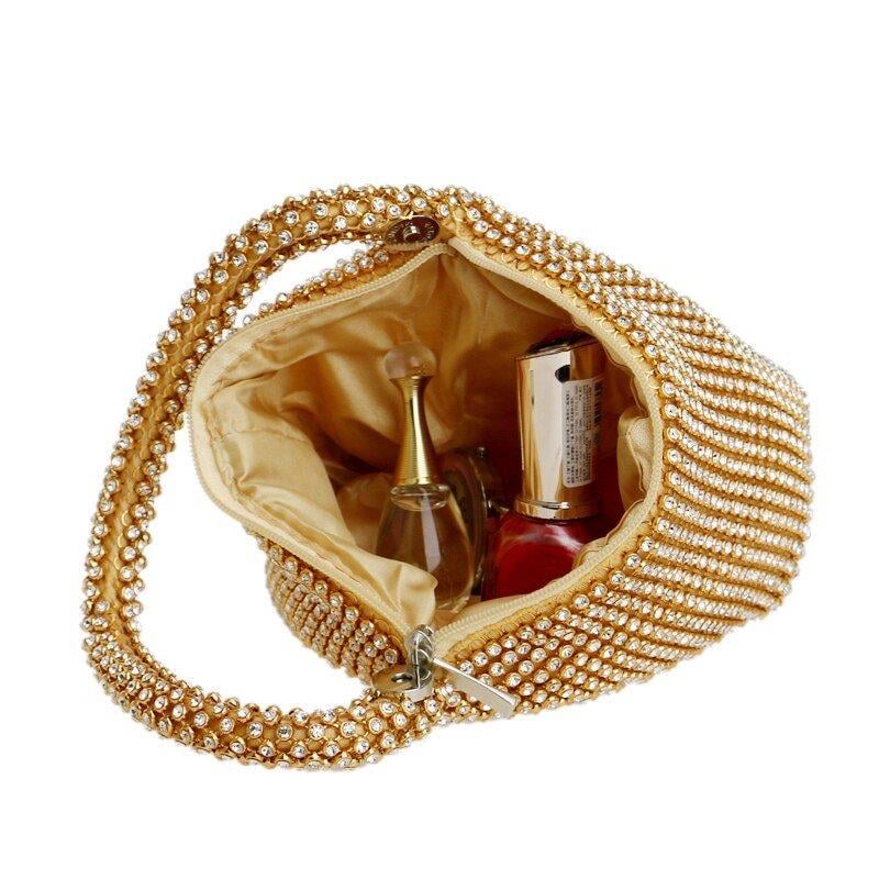 Taşlı Gold Mini Kese Çanta