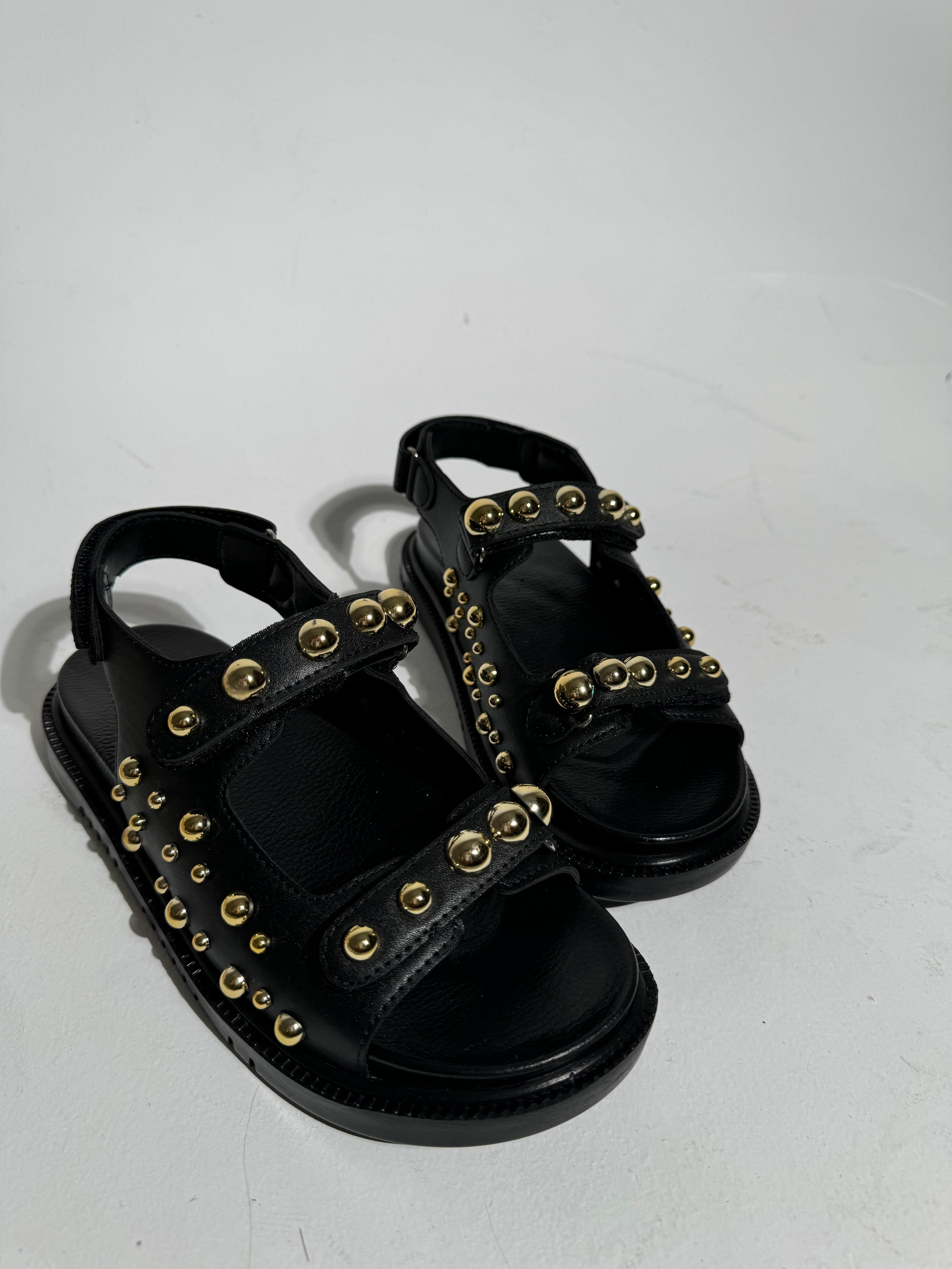 Tezza Siyah Gold Büyük Küçük Troklu Çırtlı Sandalet