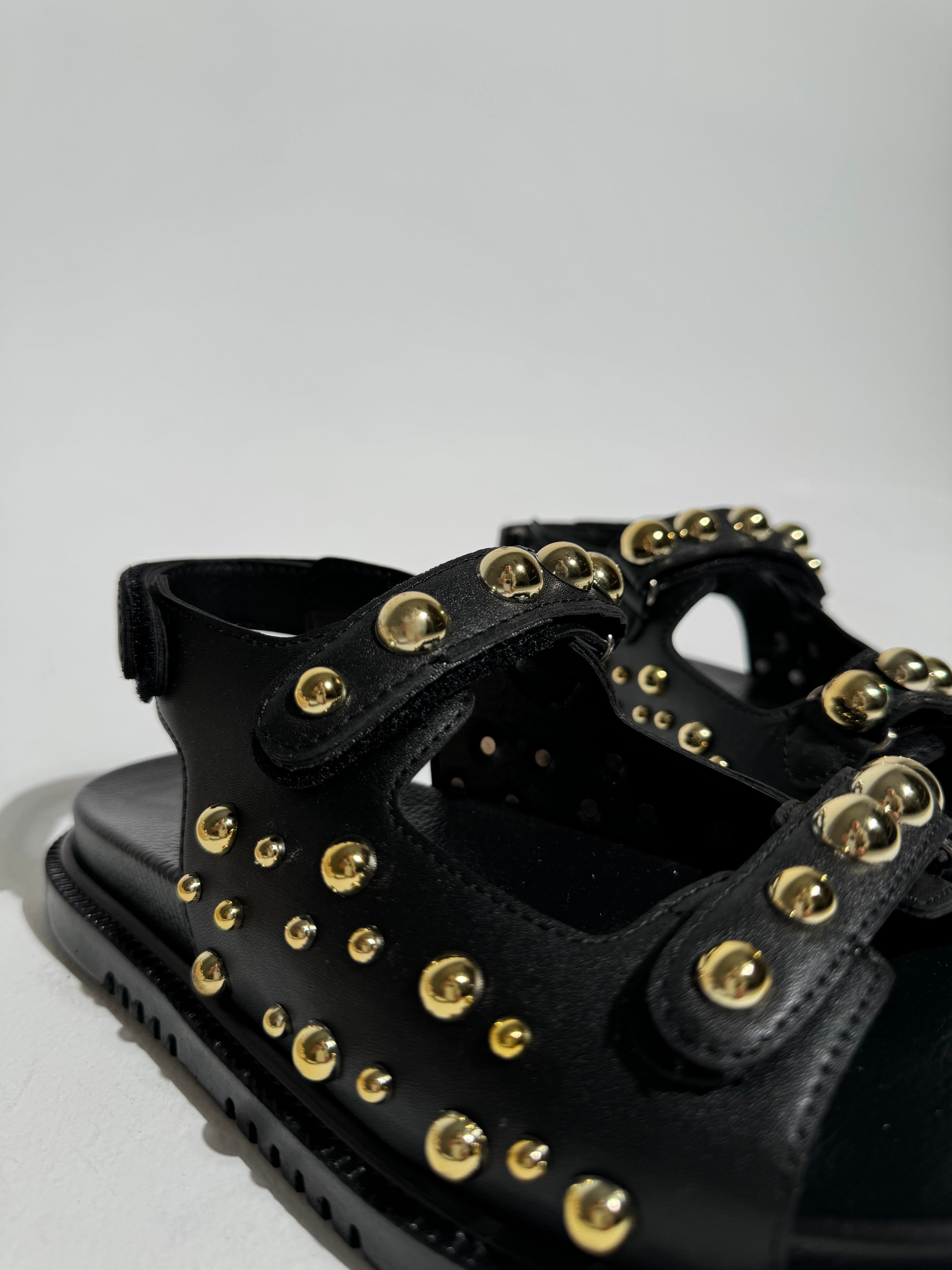 Tezza Siyah Gold Büyük Küçük Troklu Çırtlı Sandalet