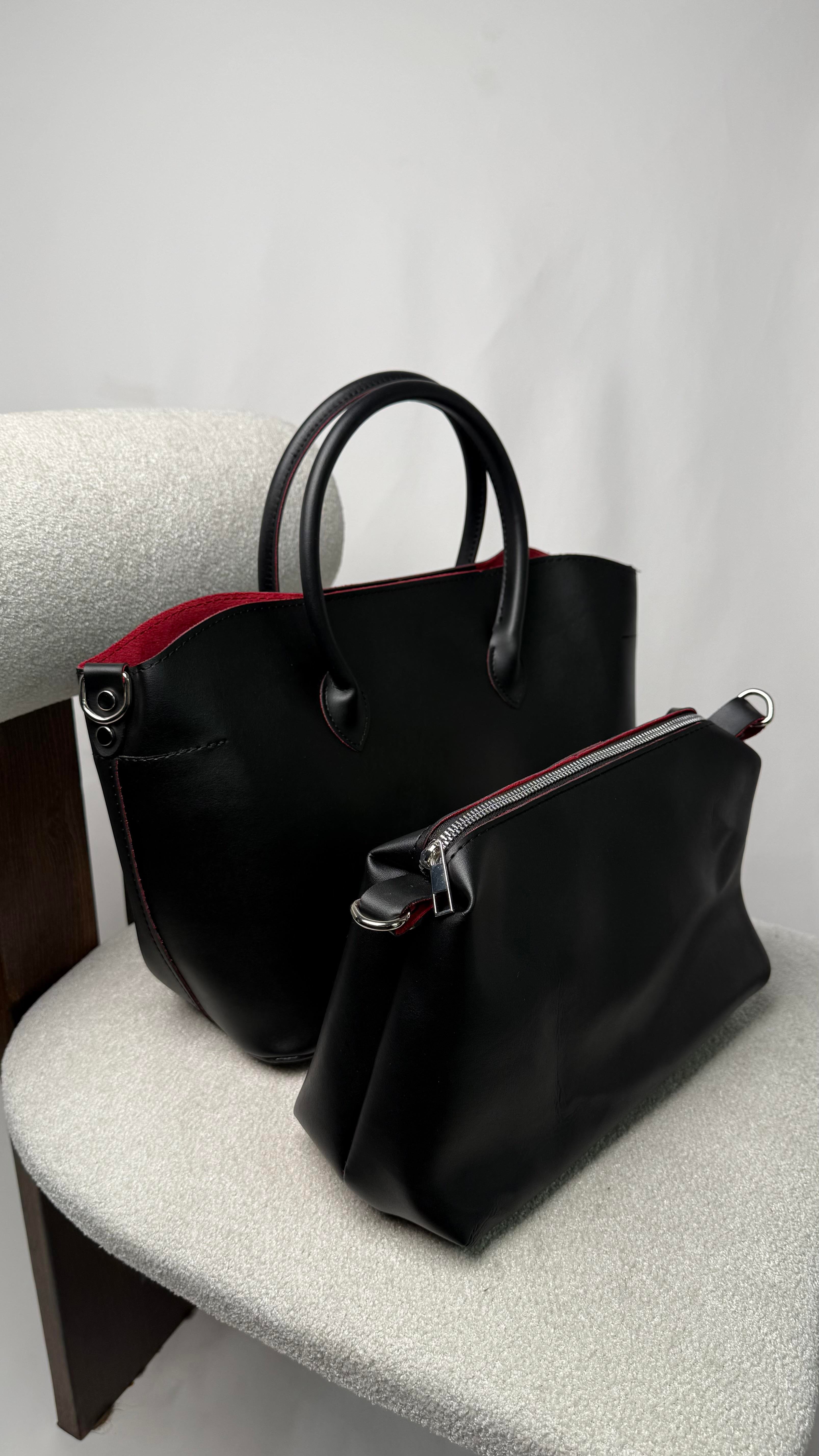 Tote Model Büyük Boy Yavrulu El ve ÇApraz Çanta Siyah 
