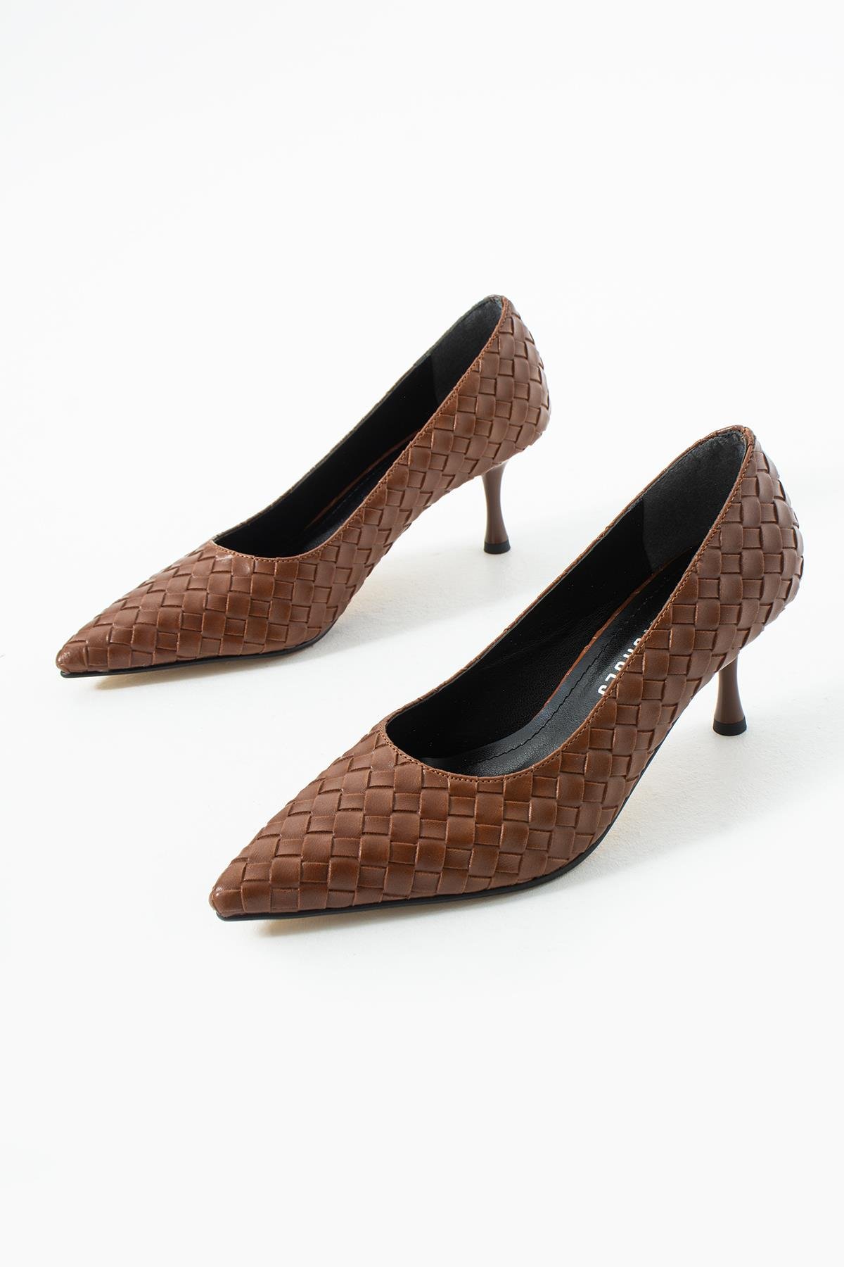 Vera Taba Örgü Deri Topuklu