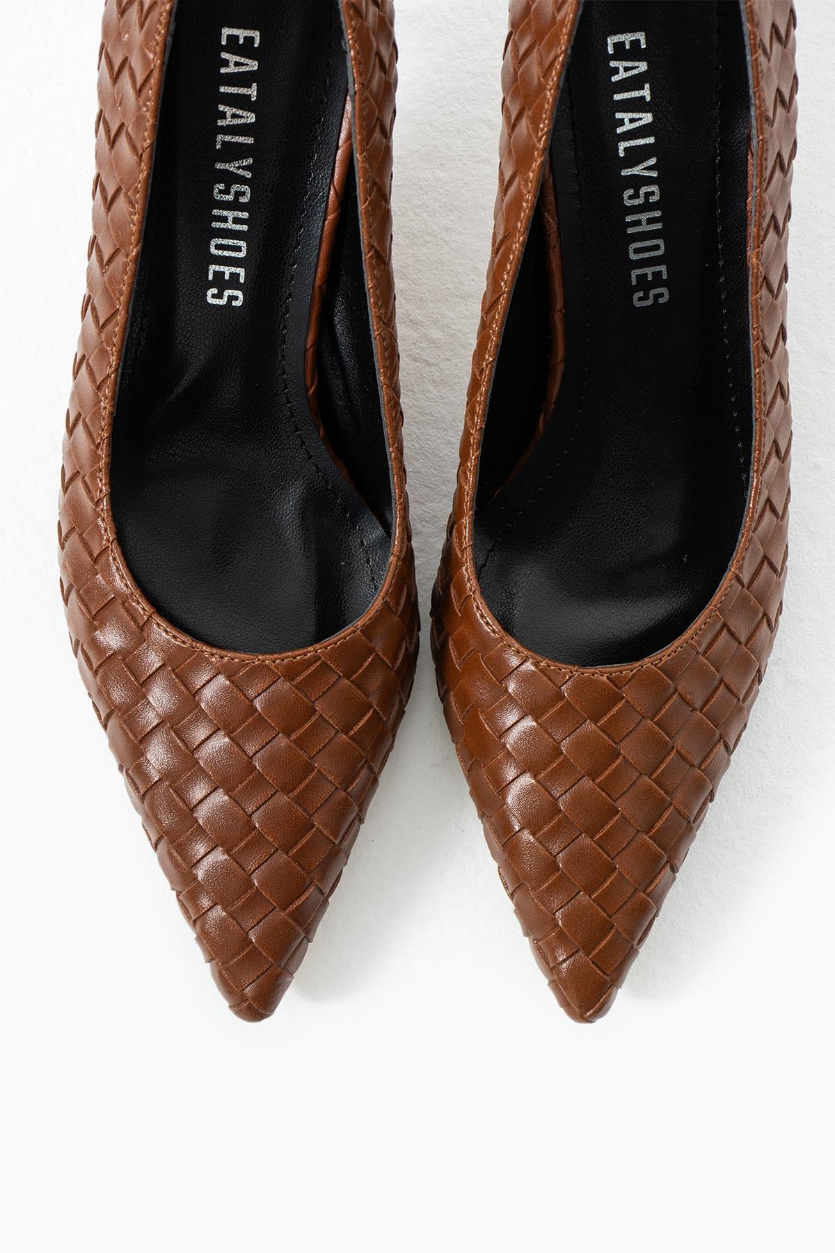 Vera Taba Örgü Deri Topuklu