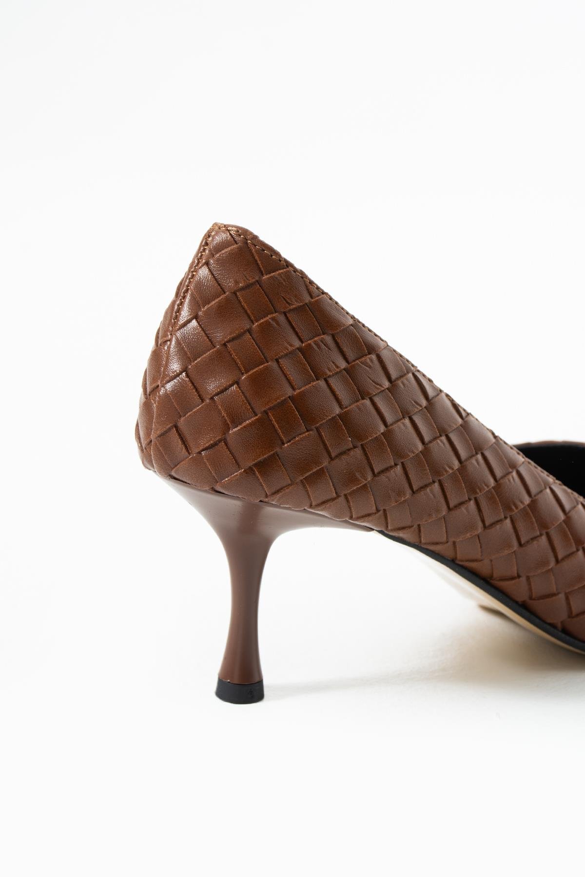 Vera Taba Örgü Deri Topuklu