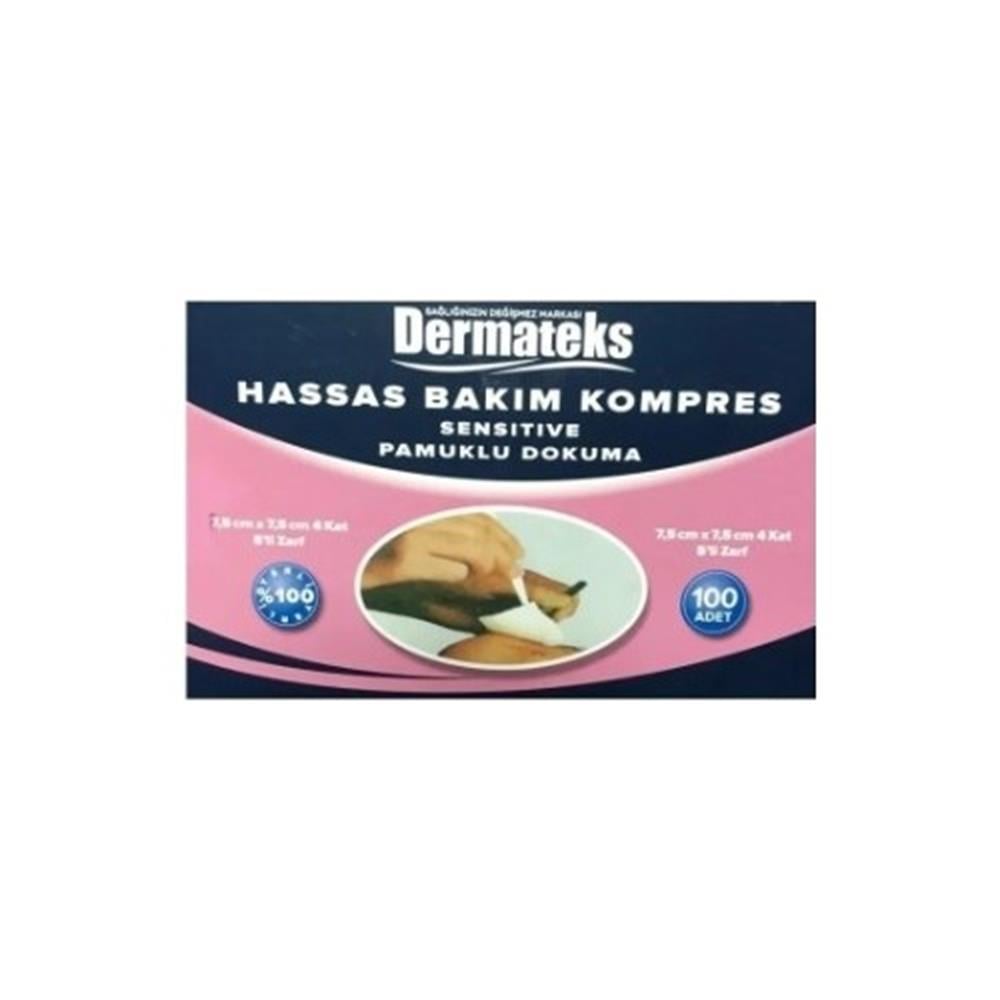 Dermateks 7,5cmx7,5cm 5'li Steril Gazlı Bez Hassas Dokuma  (100 Adet)