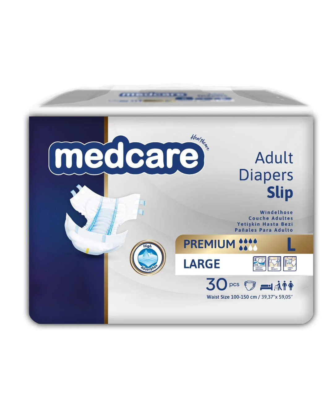 Medcare Belbantlı Premium Hasta Bezi Bağlamalı  Large 30'lu