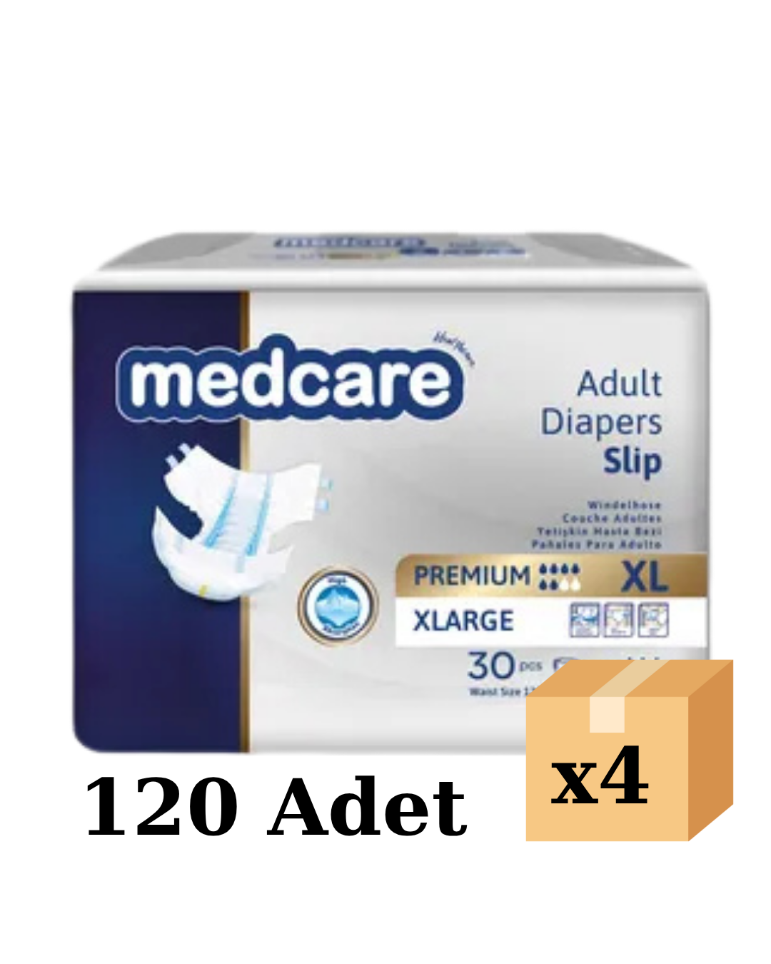 Medcare Belbantlı Premium Hasta Bezi Bağlamalı  XLarge 120'li