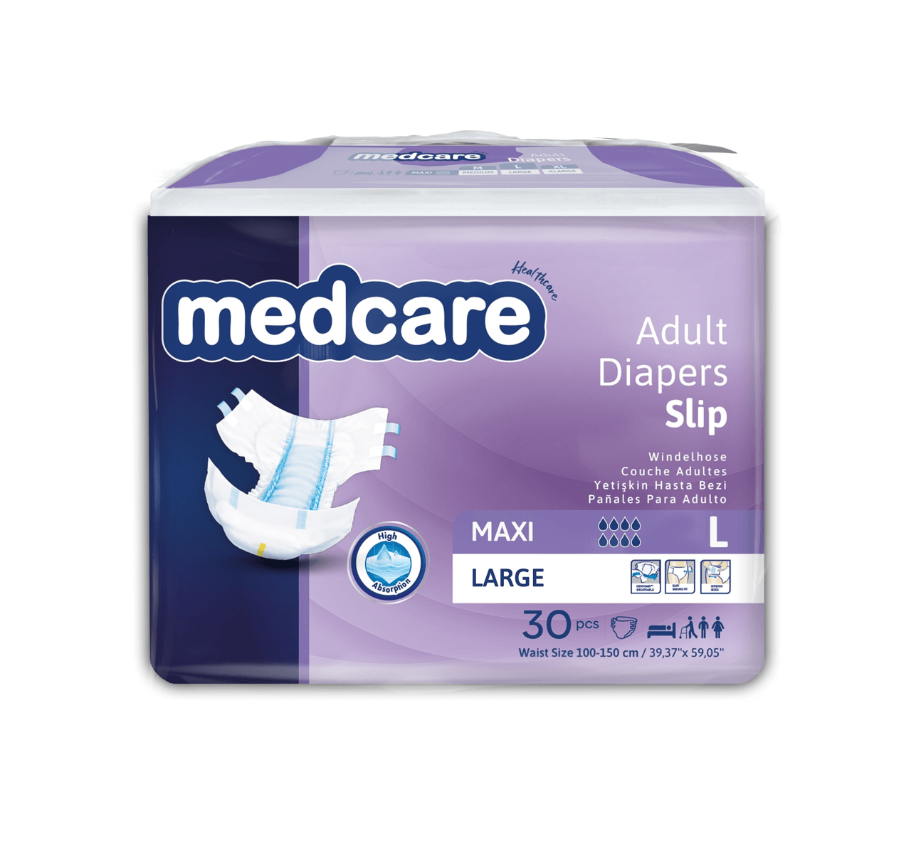 Medcare Maxi 8 Damla Belbantlı Hasta Bezi Bağlamalı  Large 30'lu 