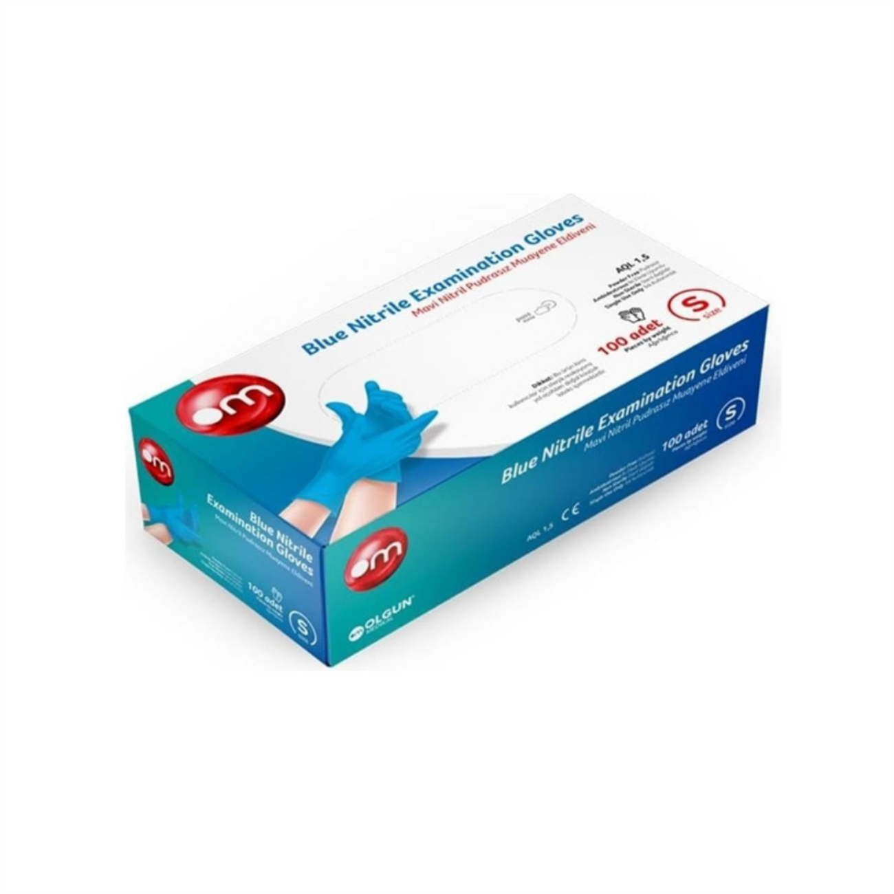 Om Mavi Nitril Pudrasız Muayene Eldiven Small