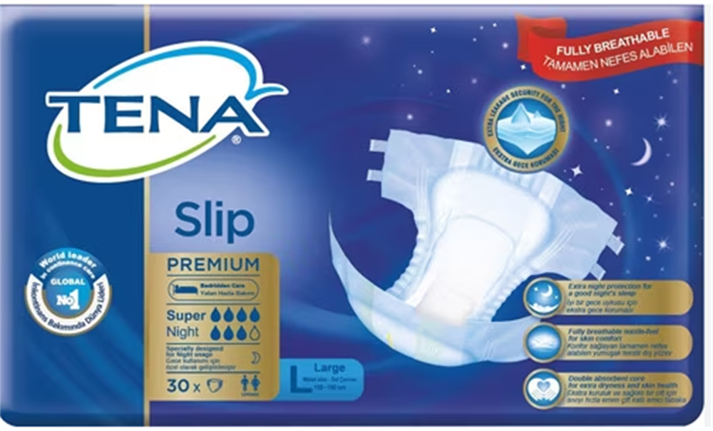Tena 7 Damla Premium Süper Night  Bel Bantlı Hasta Bezi 30'lu Large 