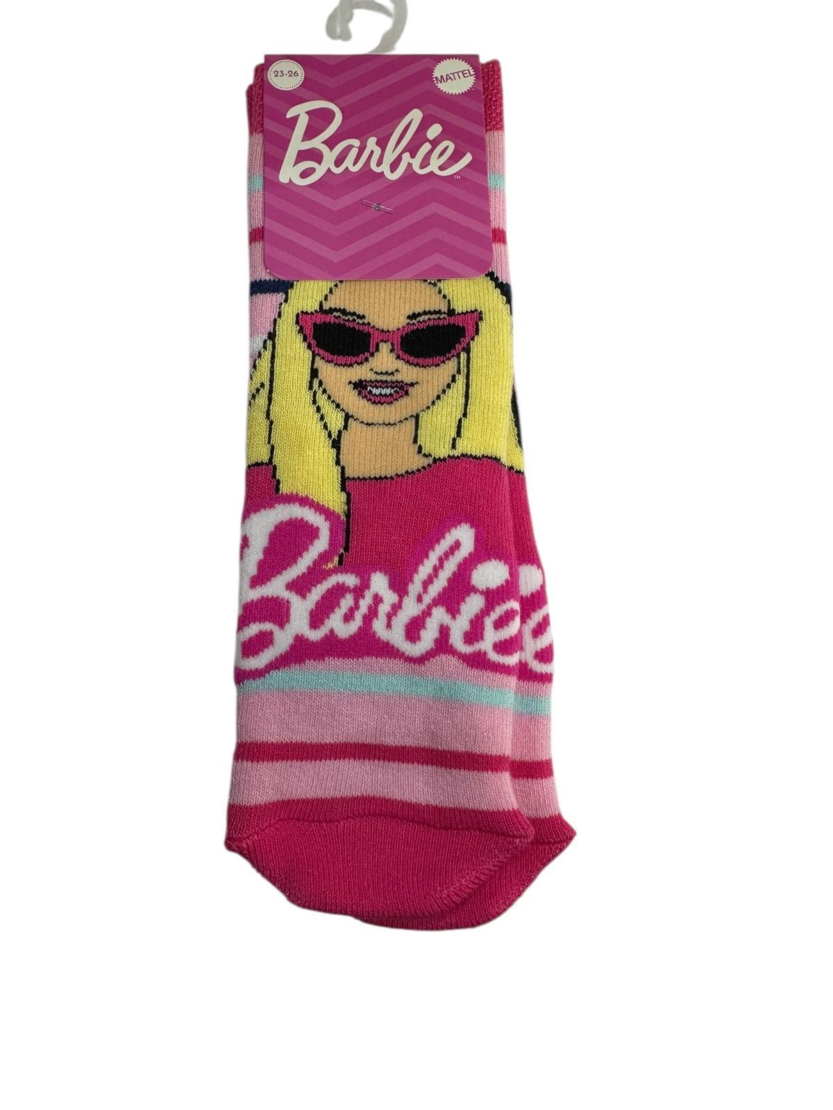 3'Lü Barbie Figürlü Tabanı Kaydırmaz Çocuk Havlu Çorap