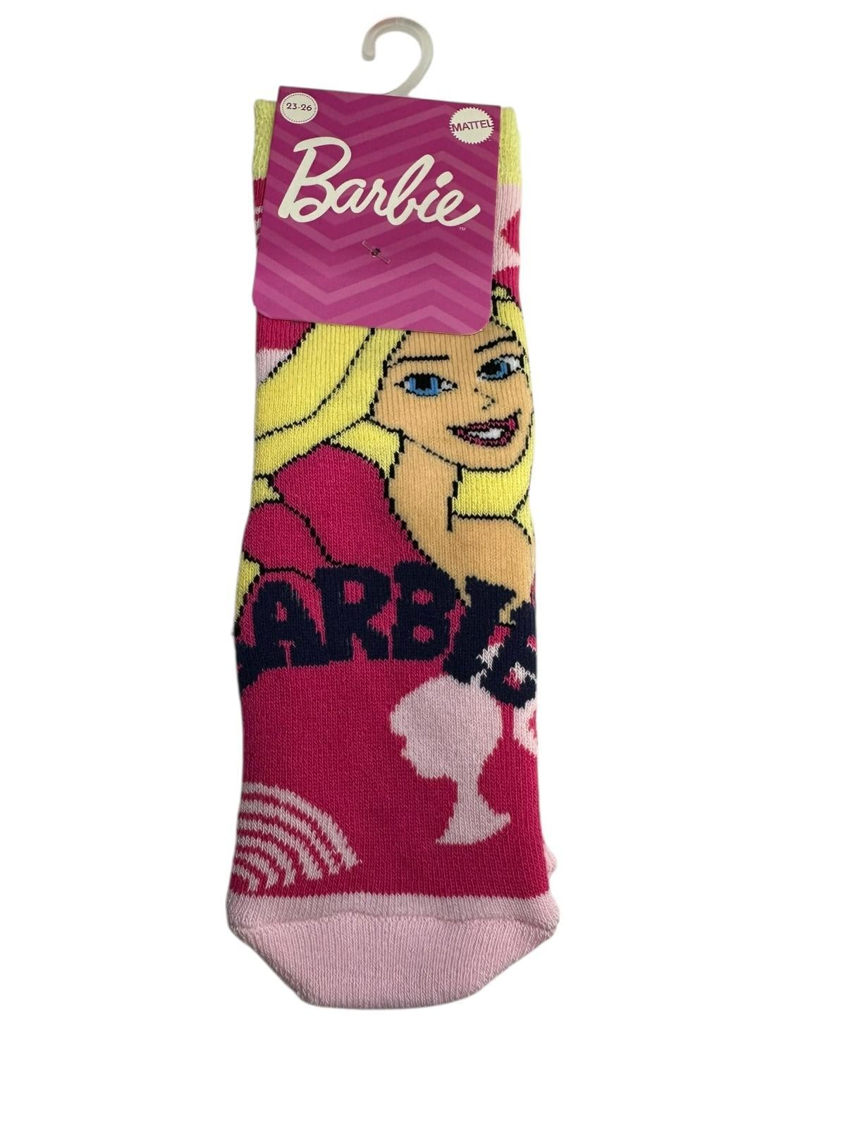 3'Lü Barbie Figürlü Tabanı Kaydırmaz Çocuk Havlu Çorap