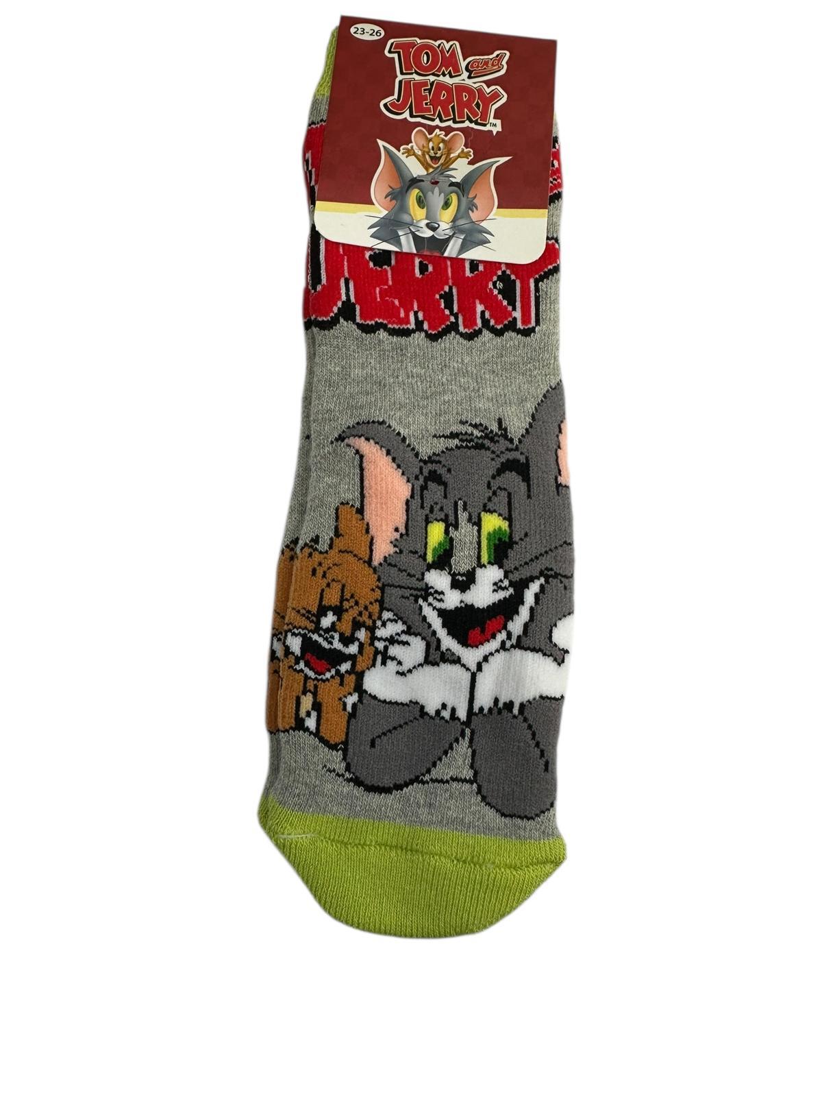 3'Lü TOM ve JERRY Figürlü Tabanı Kaydırmaz Çocuk Havlu Çorap