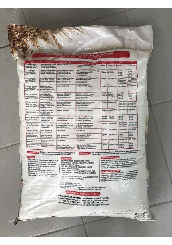 Ekmekçioğulları Çinko Sülfat Heptahidrat 25 Kg