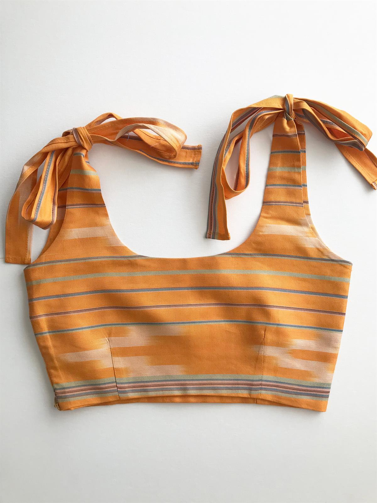 Turuncu Kutnu Balerin Yaka Crop Top