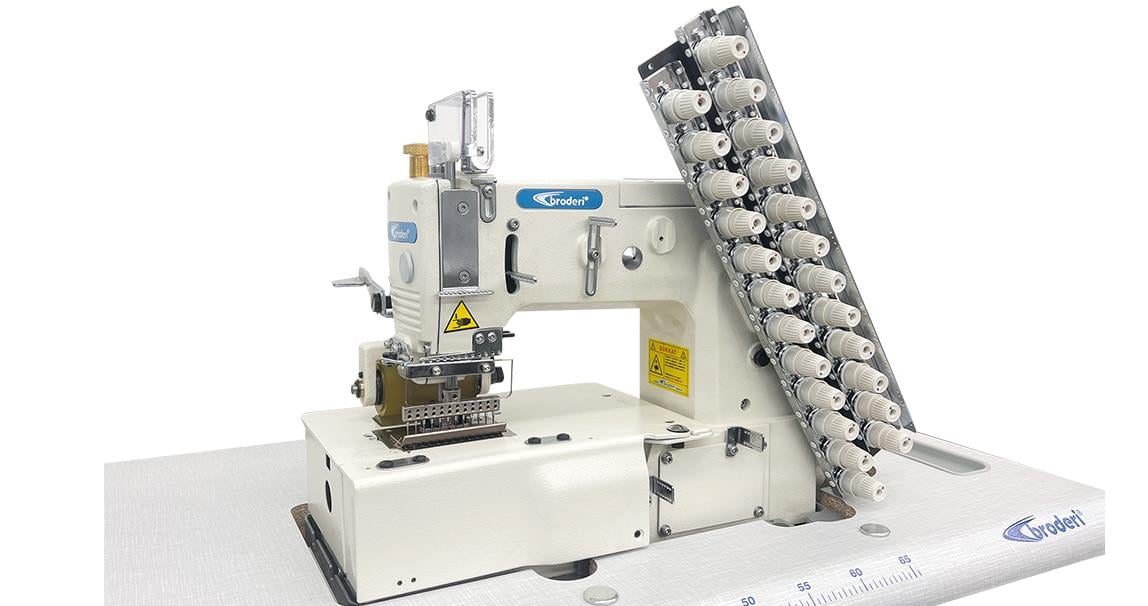 Broderi BD-1404P-D 4 İğne Düz Yatak Lastik Şerit Makinası