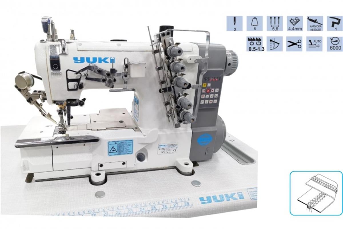 YUKİ YK-500T-7UT Etek Reçme Makinesi İplik Kesicili Elektrikli