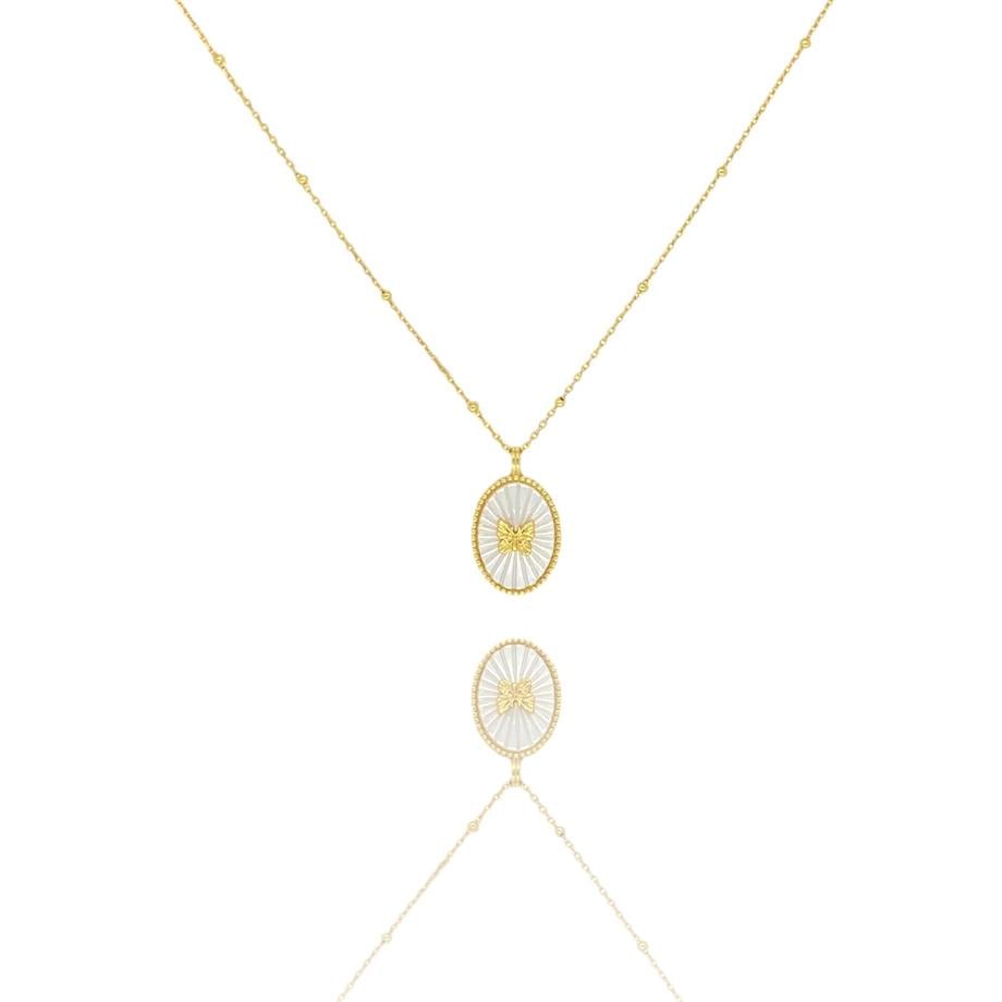 İthal Oval Sedefli Kelebek Kolye