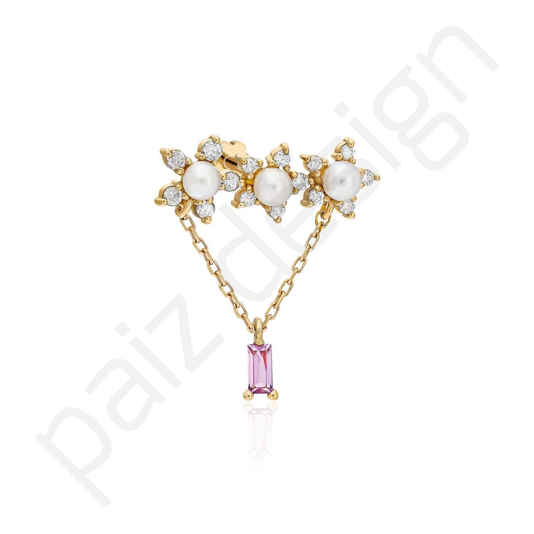 Paiz14 K Altın Pırlanta Piercing