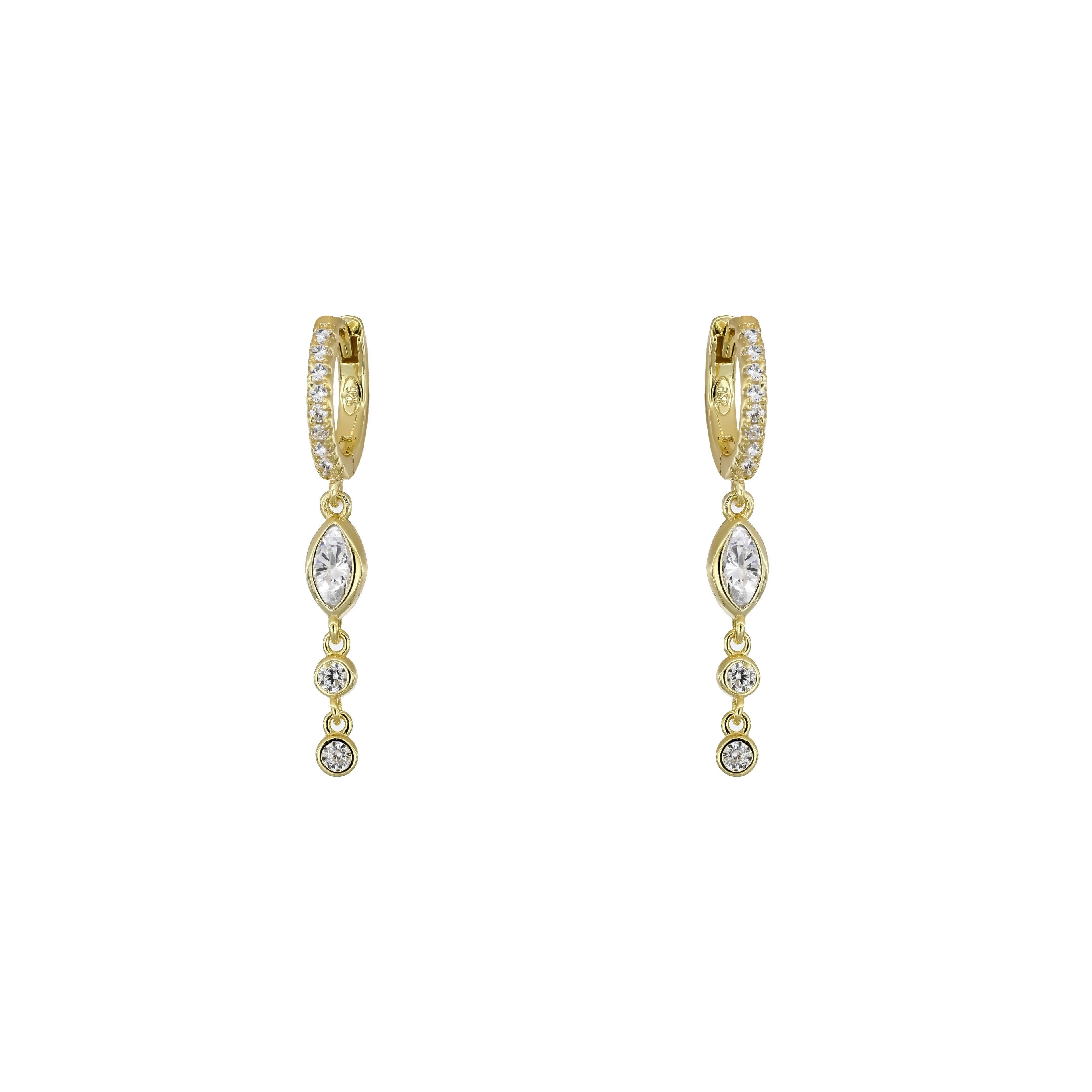 PaizGold Oval Taşlı Halka Küpe 