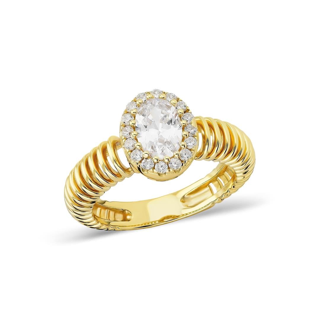 PaizGold Oval Taşlı Yüzük 
