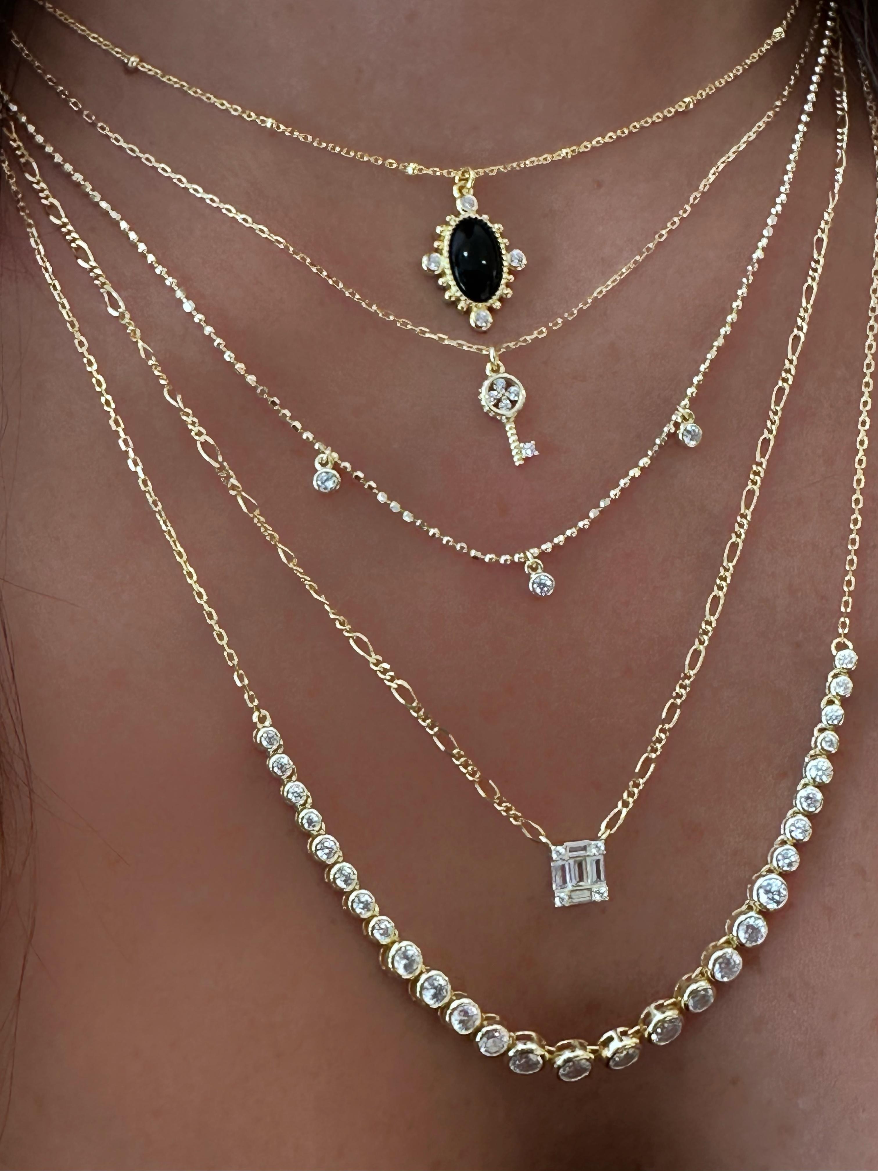 PaizGold Taşlı Üçlü Kolye 