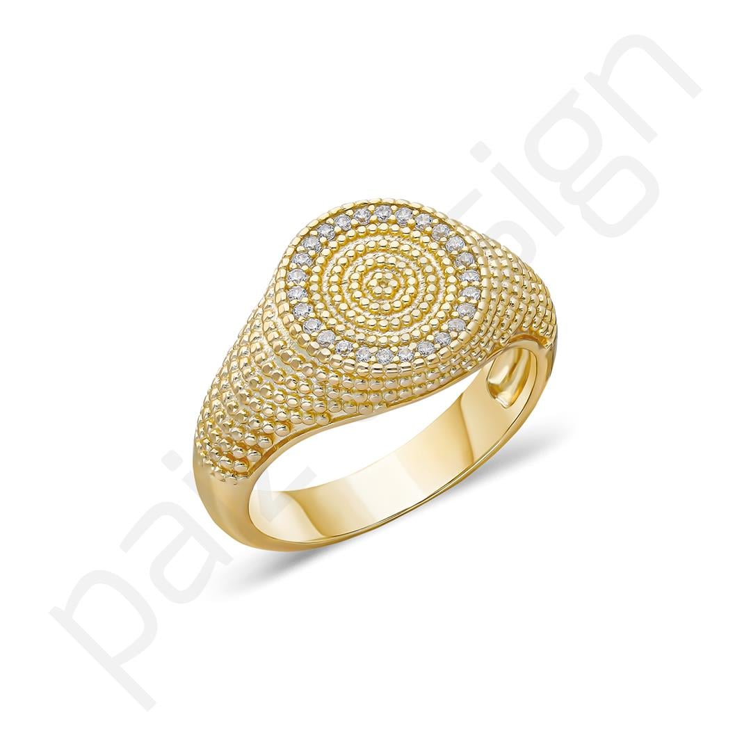 PaizGold Yuvarlak İnce Taşlı Yüzük