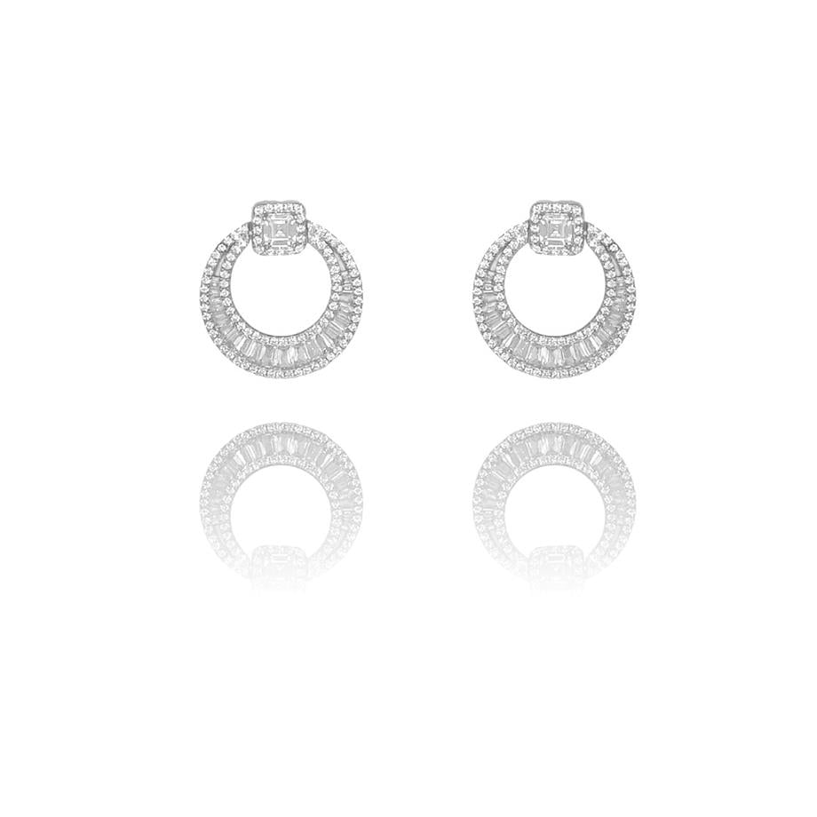 Paizİthal Taşlı Yuvarlak Silver Küpe 