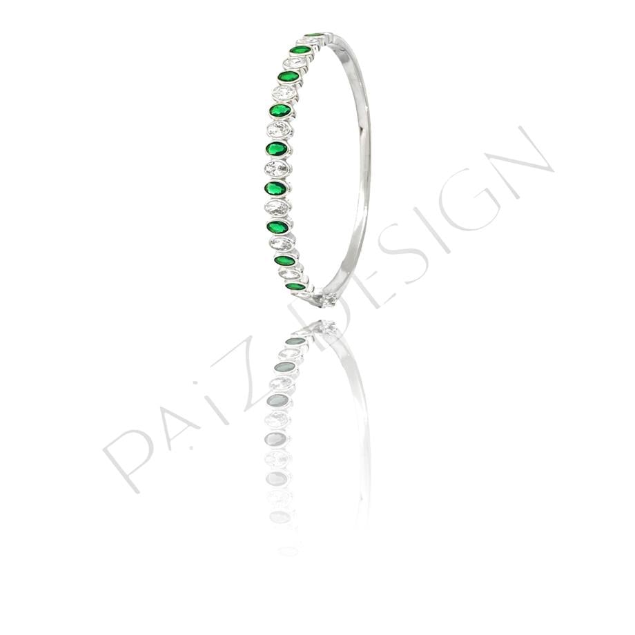 Paizİthal Yeşil Taşlı Silver Bileklik