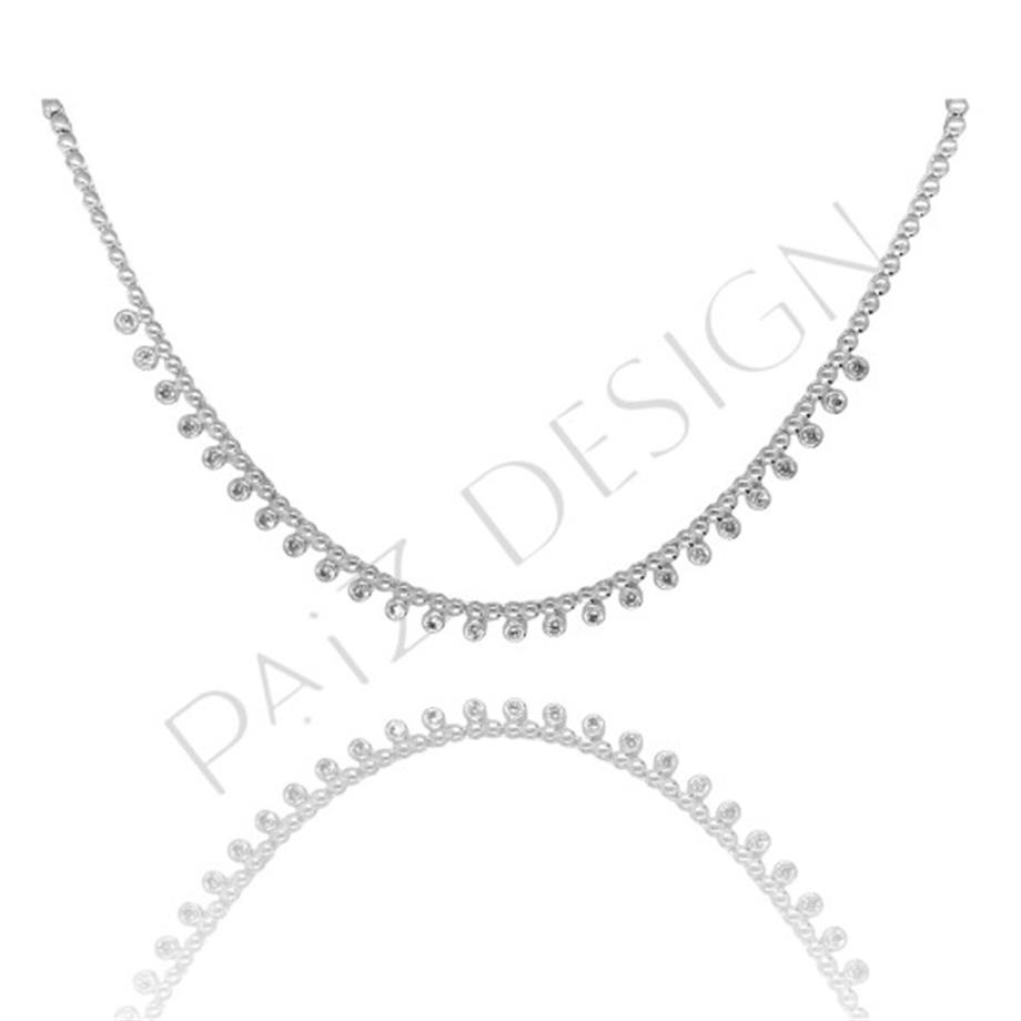 Paizİthal Yuvarlak Taşlı Silver Kolye 