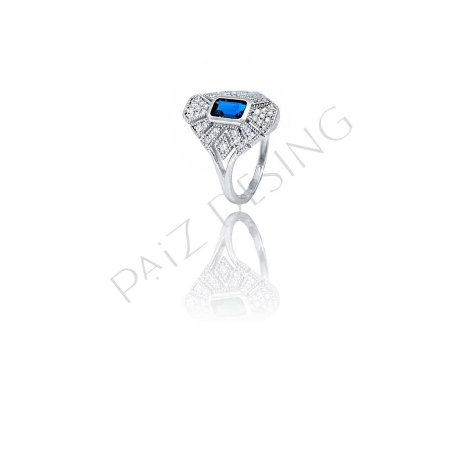 PaizLacivert Taşlı Oval Yüzük