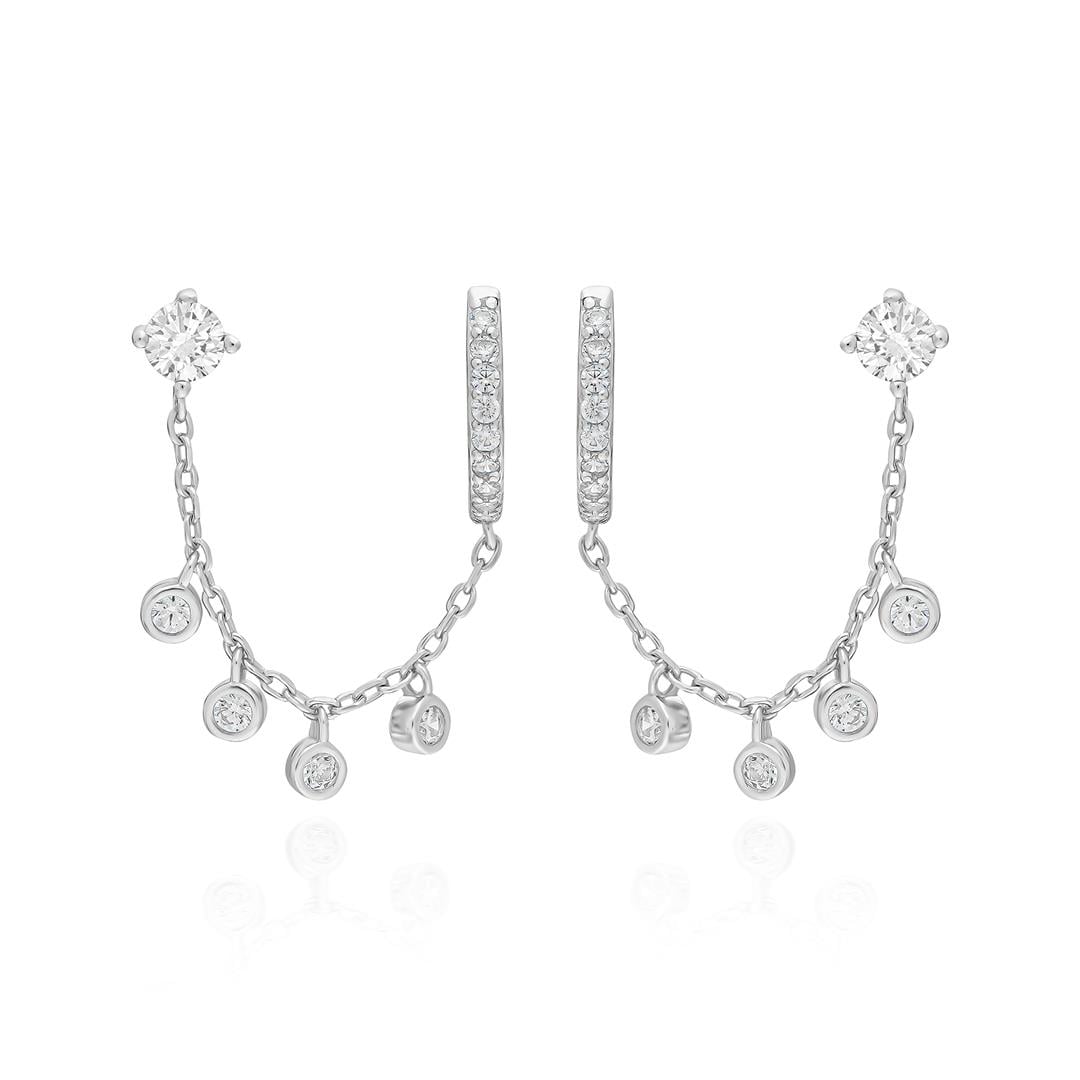 PaizSilver Zincirli Halka Küpe