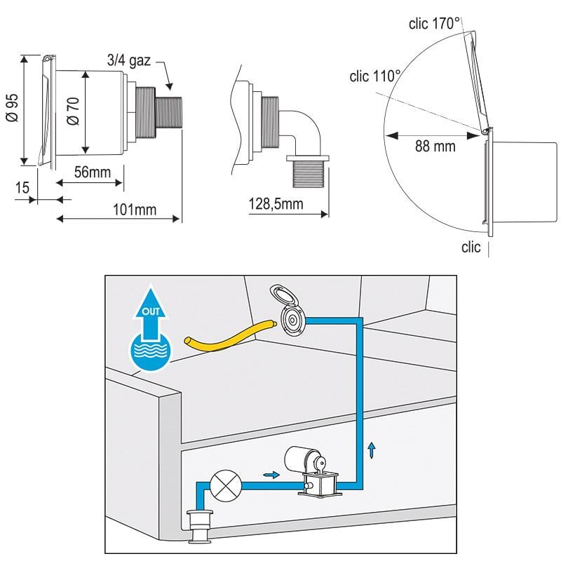 NR GÖMME SU ÇIKIŞI, PLASTİK KAPAKLI, BEYAZ