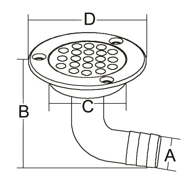 SU GİDERİ. PASL.ÇELİK 90° GİRİŞ:25MM -MODEL B-