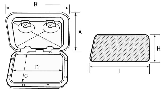 Su Geçirmez Gömme Kapak, 353X606mm, Gri