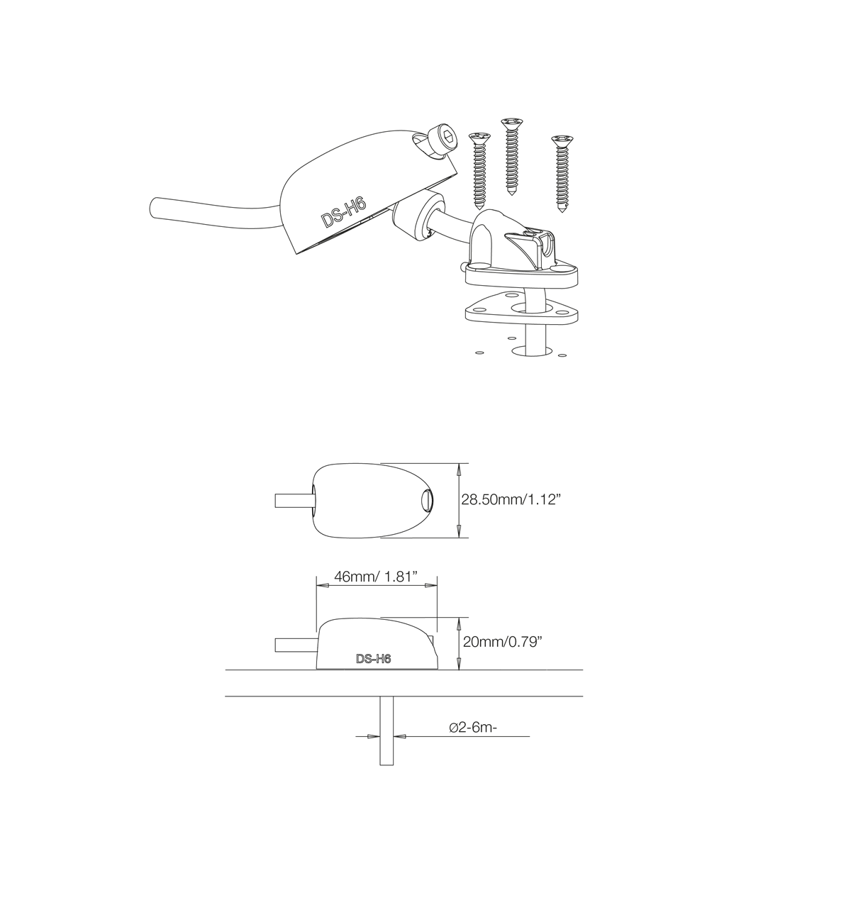 DS-H6 KABLO ÇIKIŞI, PLASTİK, SİYAH, 2-6MM