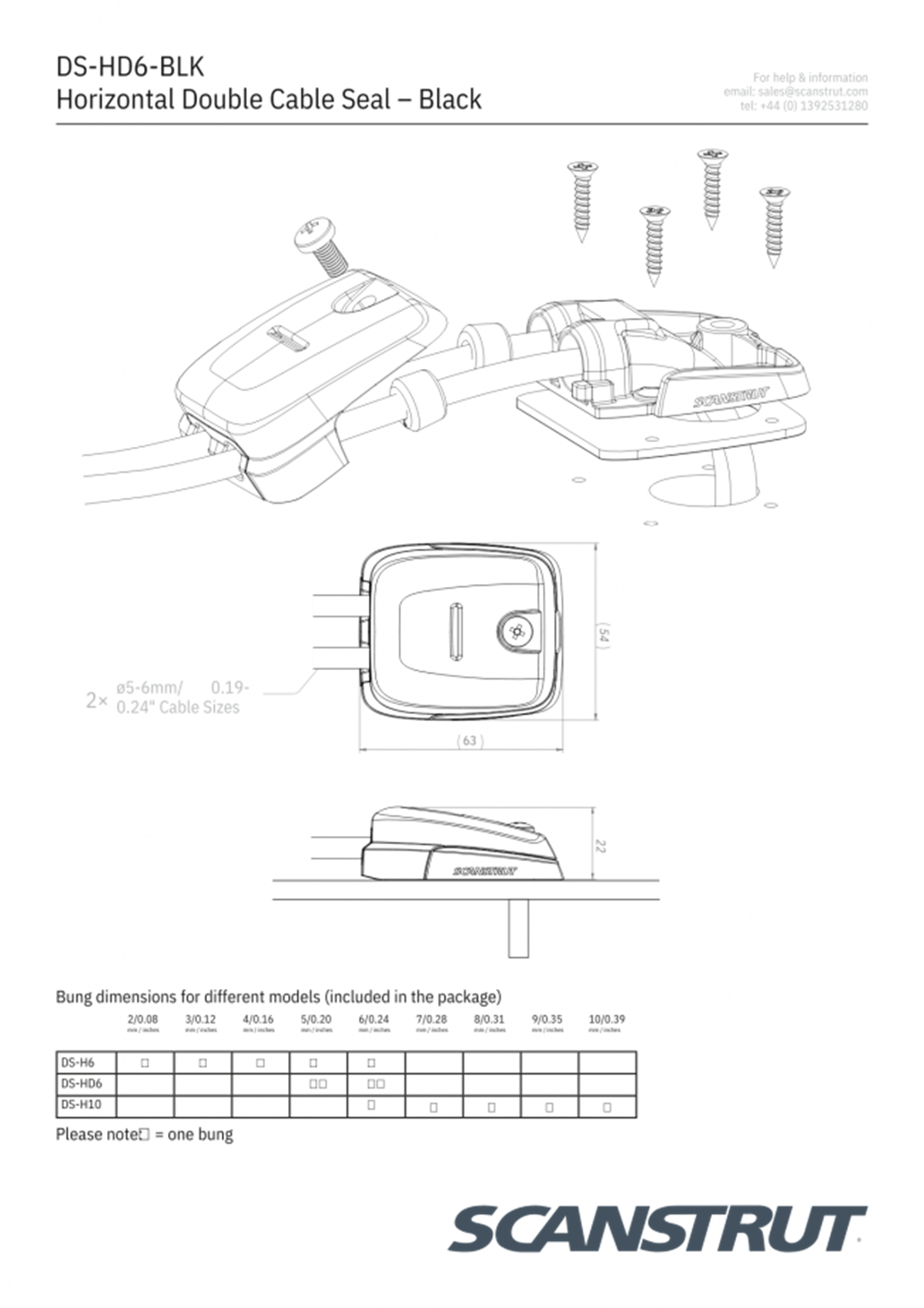DS-HD6-BLK ÇİFTLİ KABLO ÇIKIŞI, SİYAH, 6-10MM