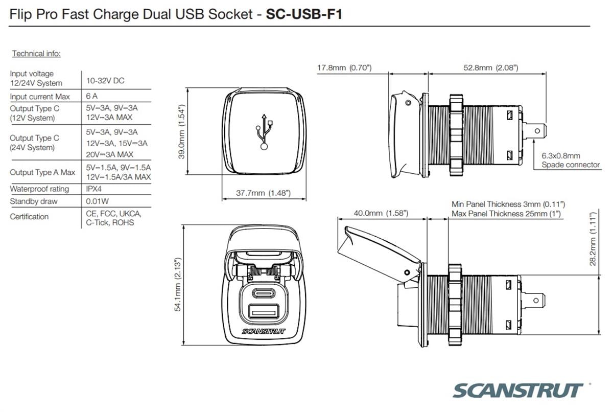 SC-USB-F1 FLIP PRO ÇİFTLİ HIZLI ŞARJ USB+TYPE-C