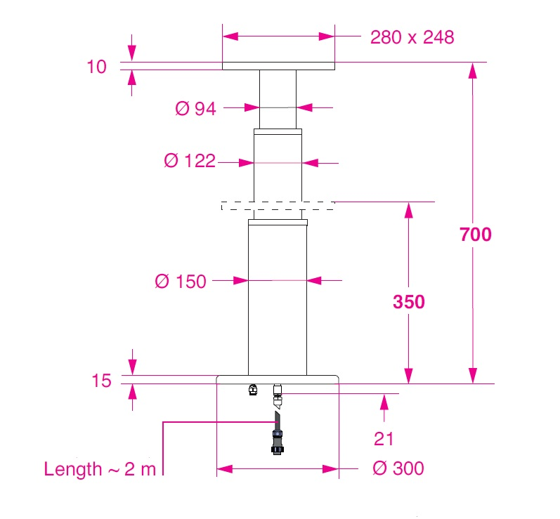 BARKA ELEKTRİKLİ MASA AYAĞI, 12V, 2 KADEME  - 700M