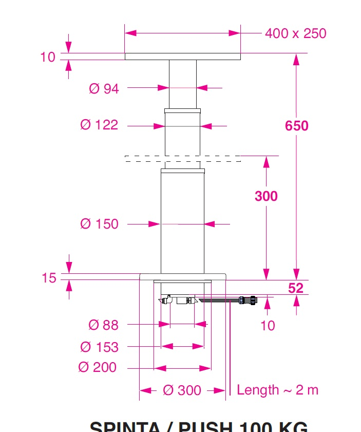 BARKA ELEKTRİKLİ MASA AYAĞI, 12V, 2 KADEME  - 650M
