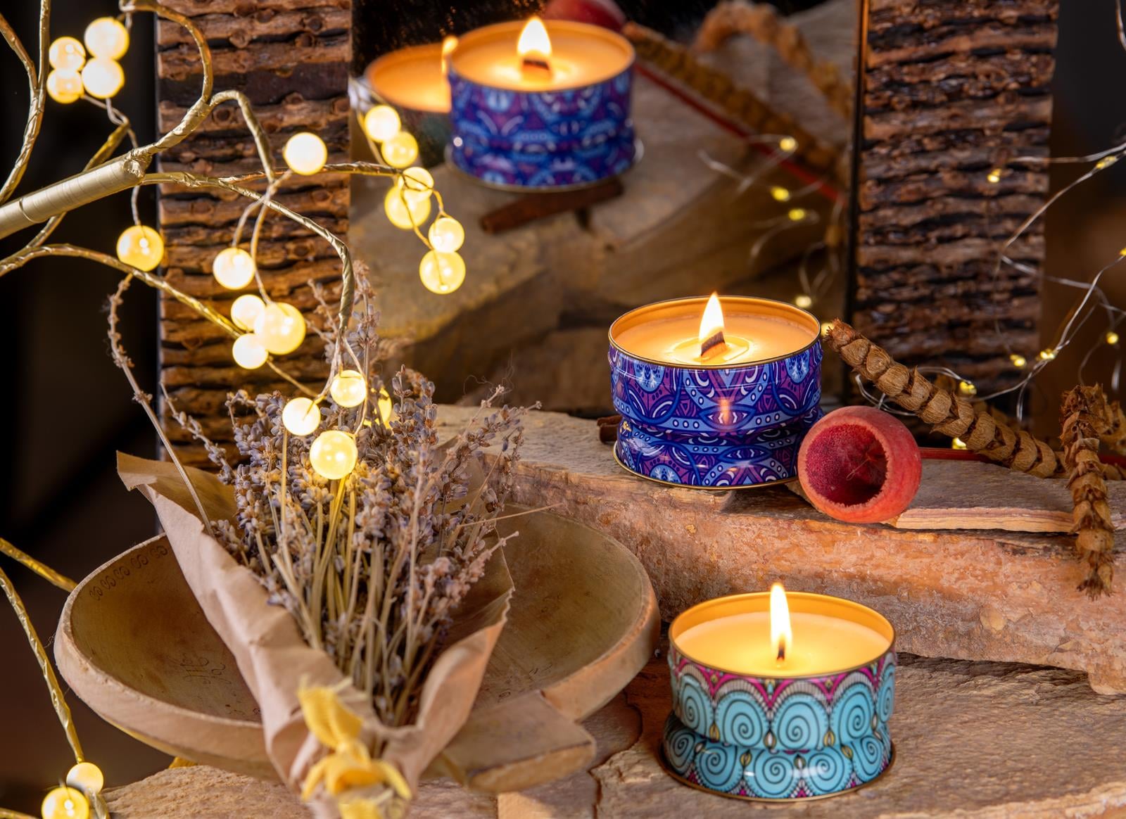 Hoopp Candle Kokulu Soya Wax Mum Seti 2'li (Okyanus-Lavanta)