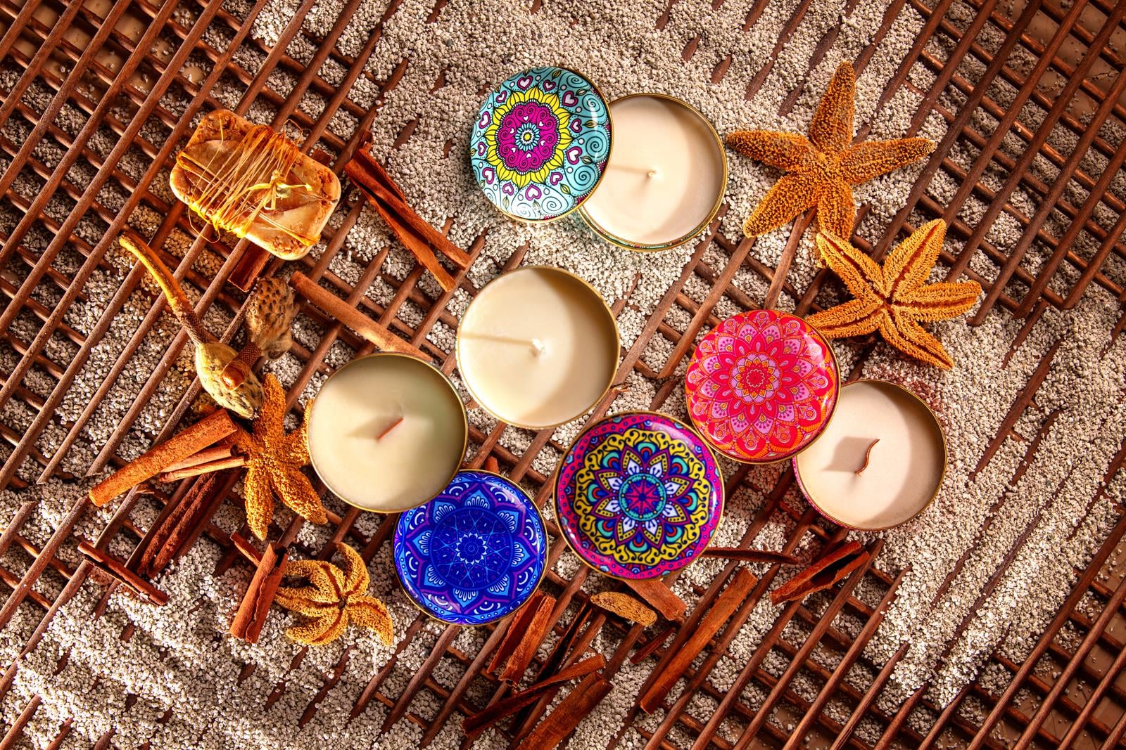 Hoopp Candle Kokulu Soya Wax Mum Seti 4'lü (Vanilya-Sedir-Okyanus-Lavanta) Kibrit Hediyeli