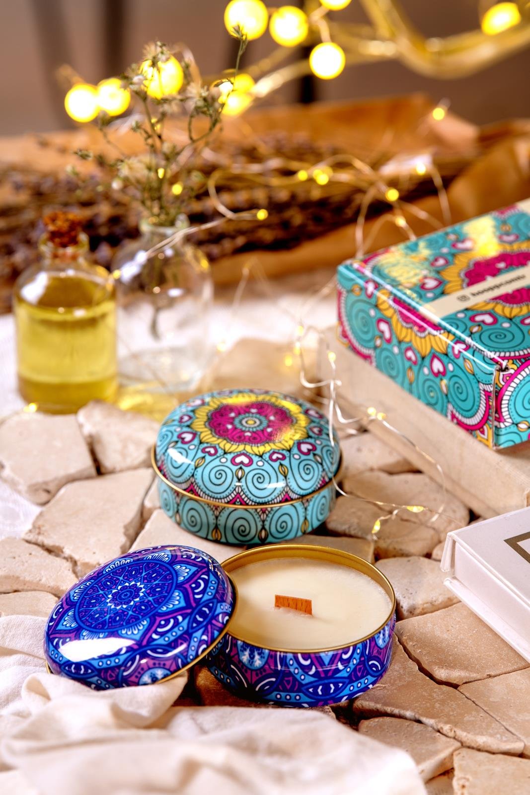 Hoopp Candle Kokulu Soya Wax Mum Seti 2'li (Okyanus-Lavanta)