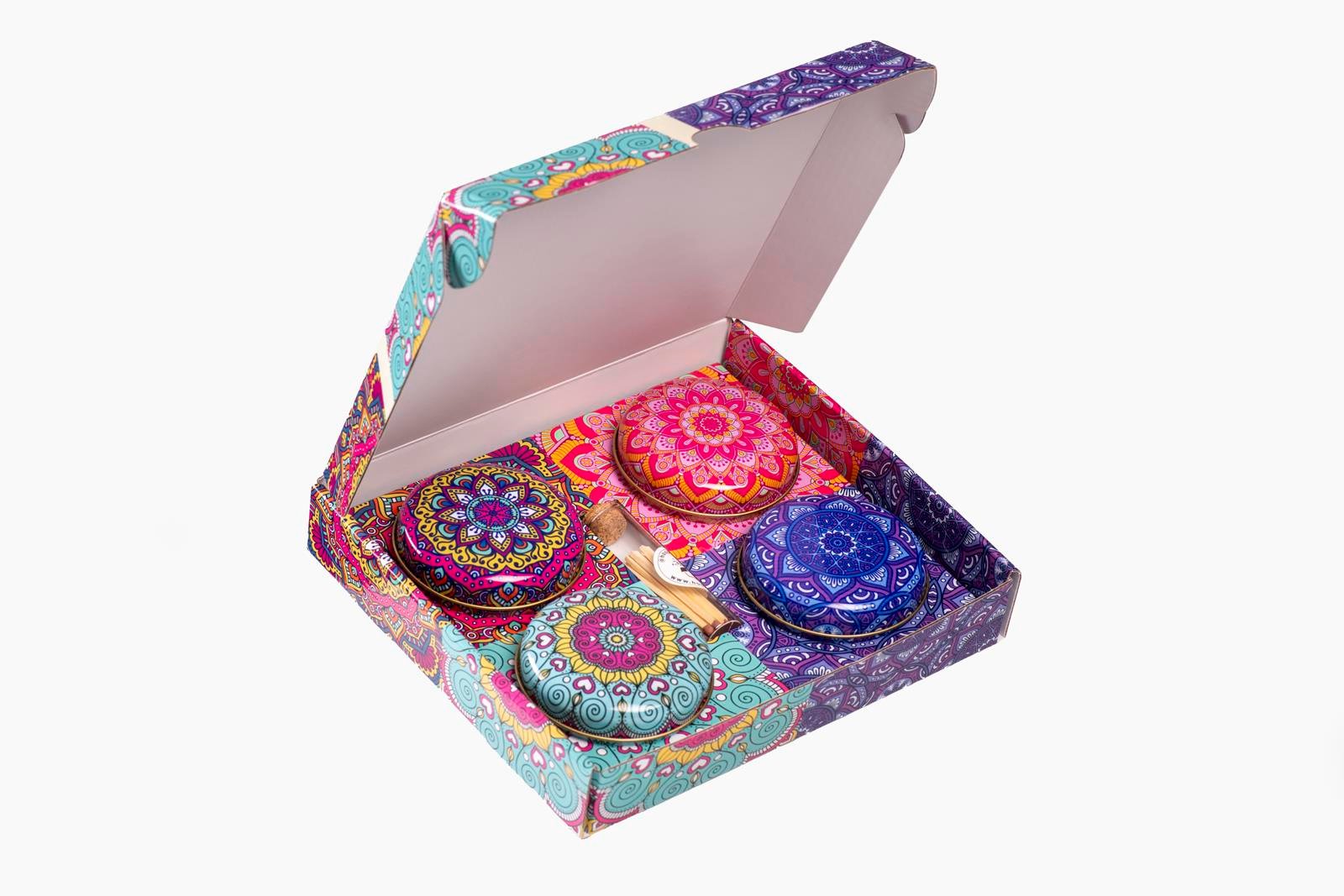 Hoopp Candle Kokulu Soya Wax Mum Seti 4'lü (Vanilya-Sedir-Okyanus-Lavanta) Kibrit Hediyeli