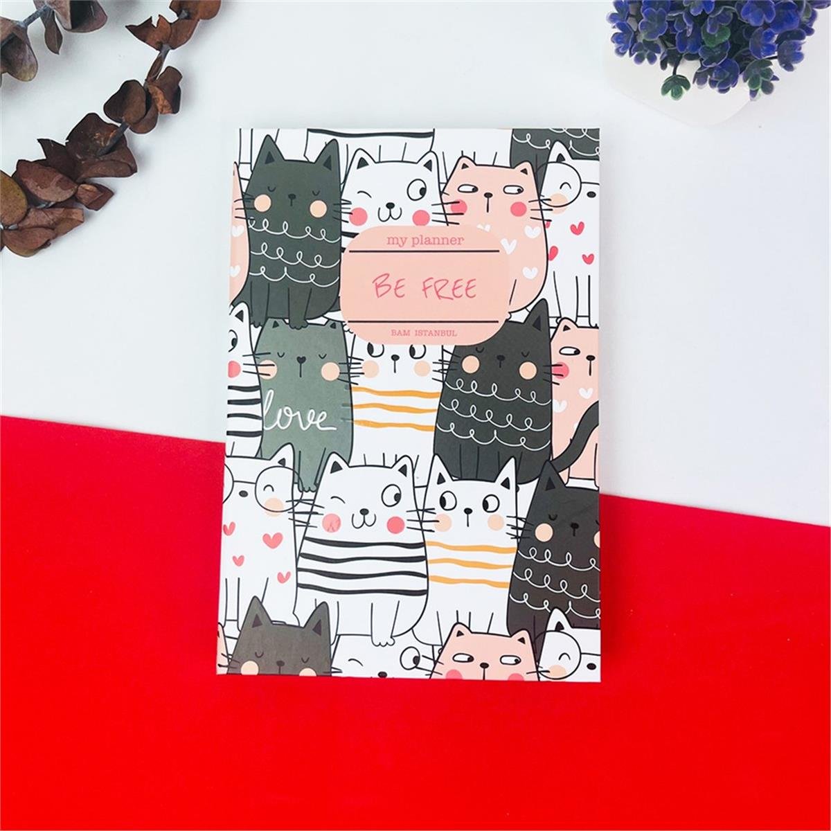 Be Free Kedi Tasarımlı Lastikli Defter