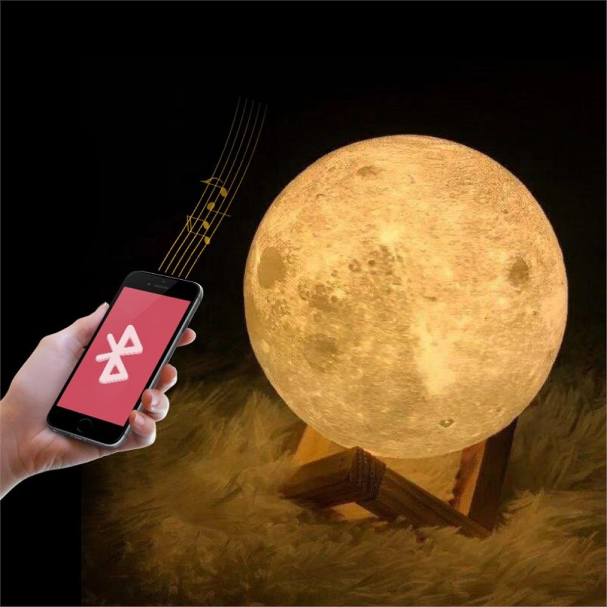 Bluetooth Hoparlörlü Ay Gece Masa Lambası 16 Renkli Dokunmatik Uzaktan Kumandalı 