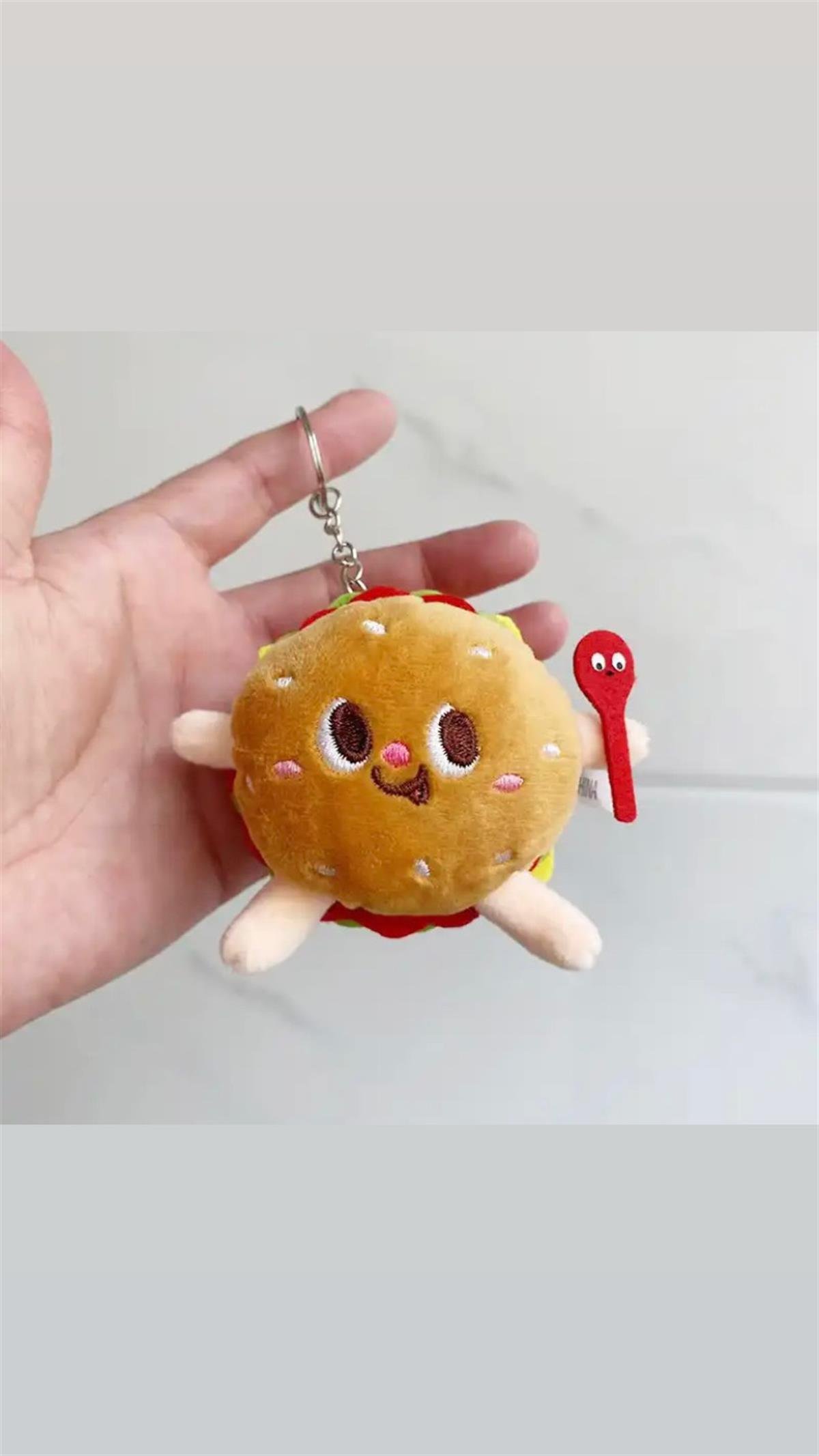 Hamburger Peluş Anahtarlık Çanta Süsü