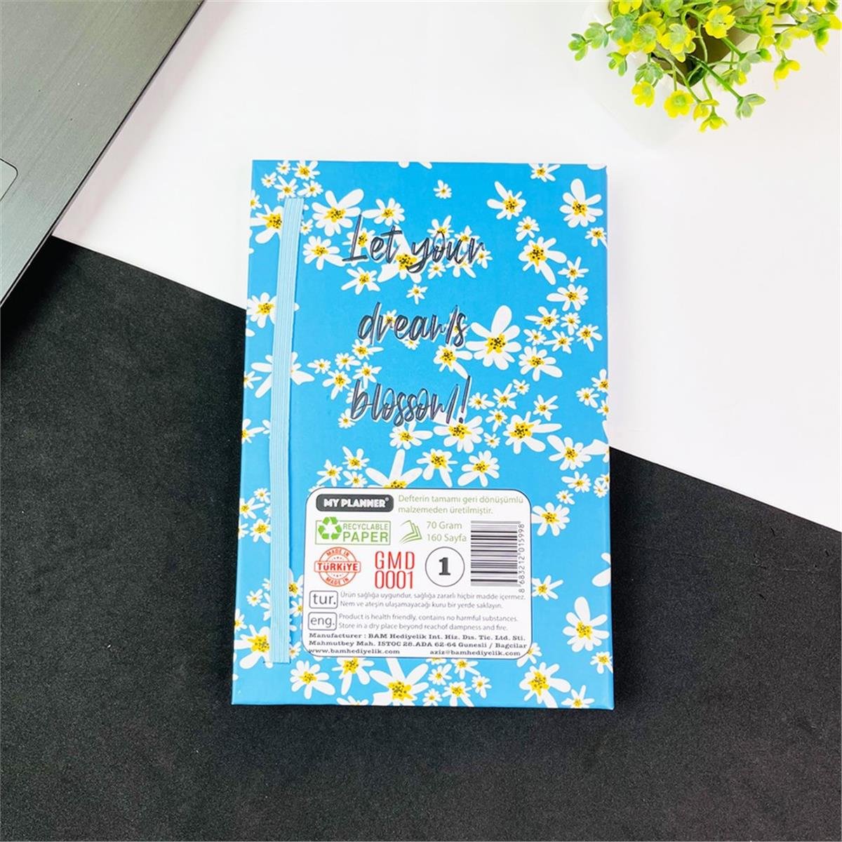 Hayallerin Çiçek Açsın Tasarımlı Lastikli Defter